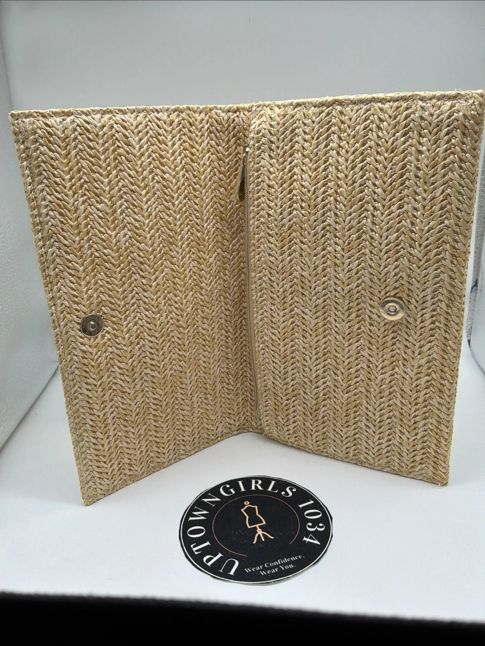 Dior Natural Raffia Woven Clutch / Pouch – Embroidered DIOR Logo New